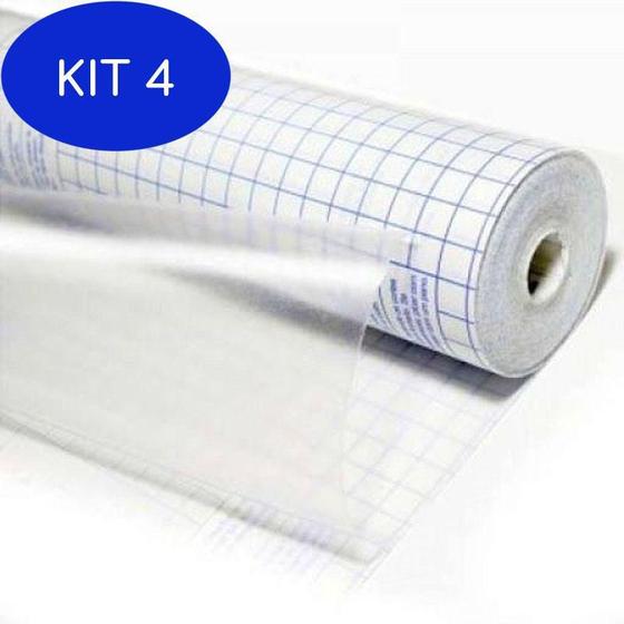 Imagem de Kit 4 Papel Contact Adesivo Transparente 45Cm X 2 Metros