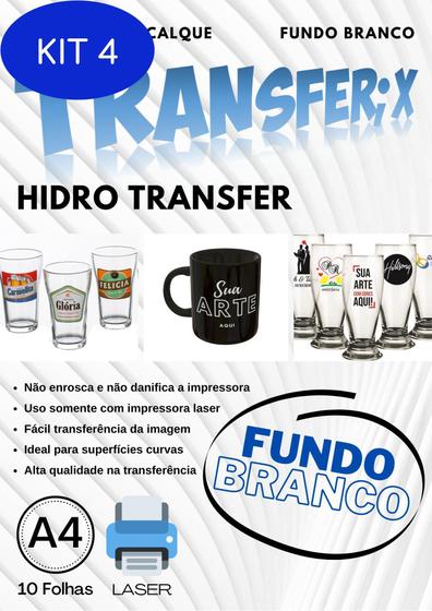 Imagem de Kit 4 Papel Hidro Transfer Fundo Branco 10 Folhas A4