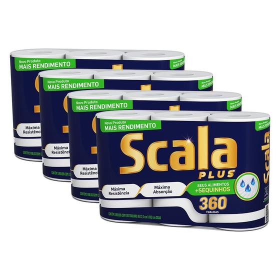 Imagem de Kit 4 Papel Toalha Scala Plus Mega 3 Rolos cada