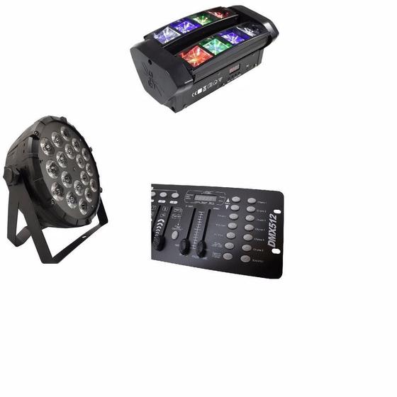 Imagem de Kit 4 Par Led Slim Rgbw 18X12W Full+ 2 Mini Spider + Dmx 512