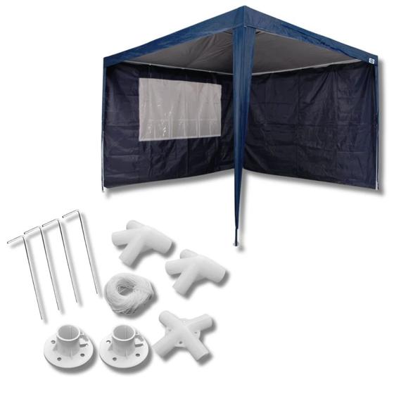 Imagem de Kit 4 Paredes Cor Azul + Kit Conectores Indicado Tenda Gazebo 3x3 Metros  Mor 