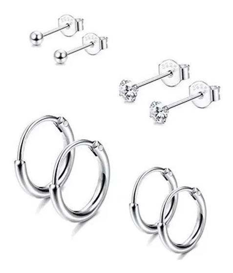 Imagem de Kit 4 Pares Brincos Cartilagem Piercing Terceiro, Quarto