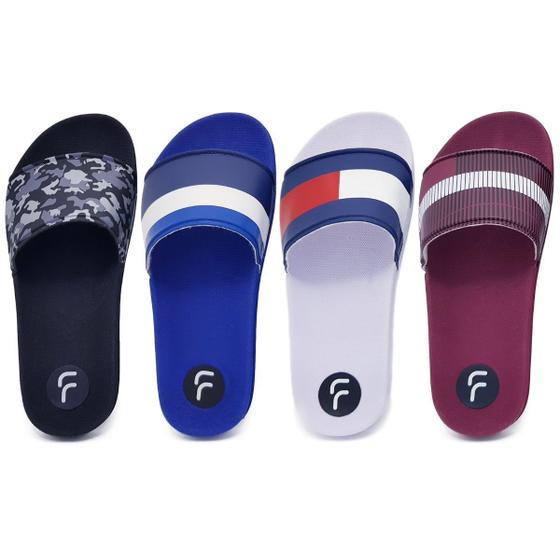 Imagem de Kit 4 Pares Chinelo Sandália Masculino Slide Estampado K57