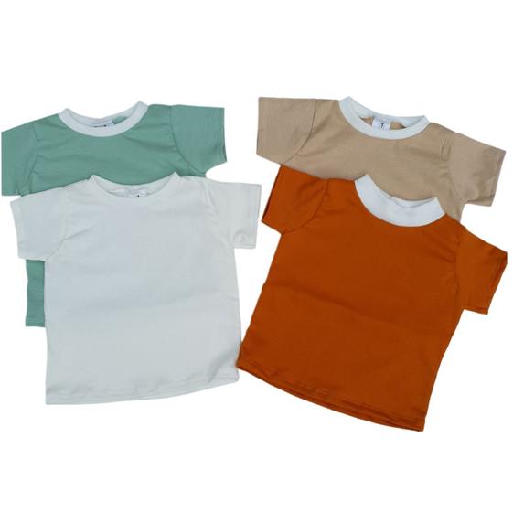 Imagem de Kit 4 pç Camiseta Lisa Infantil Camiseta Bebê 1 2