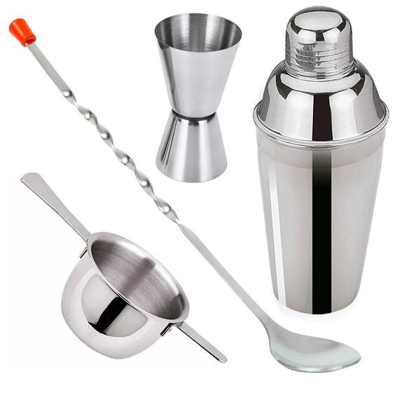 Imagem de Kit 4 Pçs Bar Bartender Drink Dosadores Colher Coqueteleira