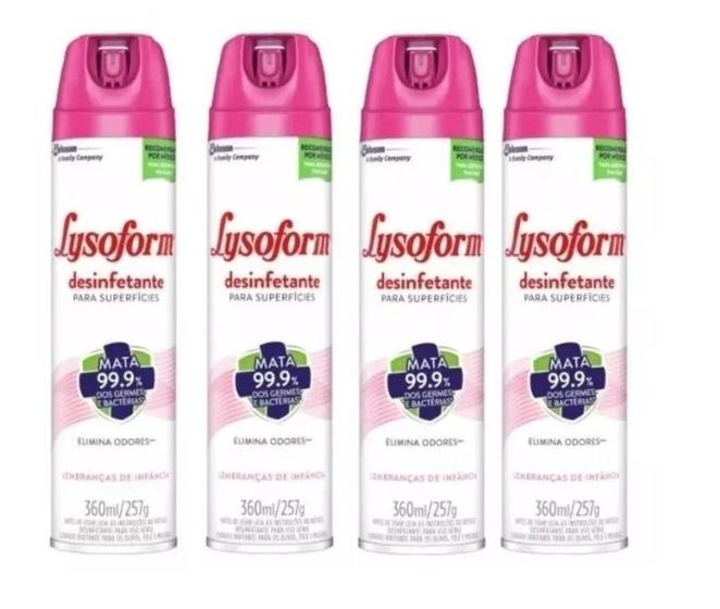 Imagem de Kit 4 pçs lysoforme 360ml lembrança infância desinfetante