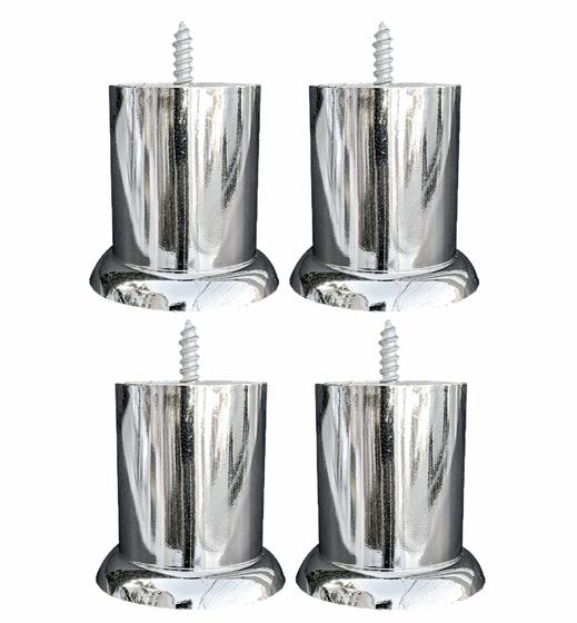 Imagem de Kit 4 Pe 7cm Cromoado Sofa Mesa Poltrona Rosca Soberba