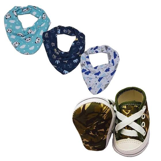 Imagem de Kit 4 Peças Acessórios Bebê Recém Nascido Bandana Sapatinho