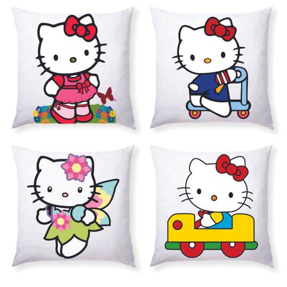 Imagem de kit 4 Peças Almofada Quadrada  Estilo Hello Kitty