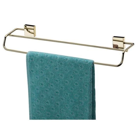 Imagem de Kit 4 Peças Banheiro Lixeira + Papeleira + Toalheiro Duplo + Argola Dourado - Future