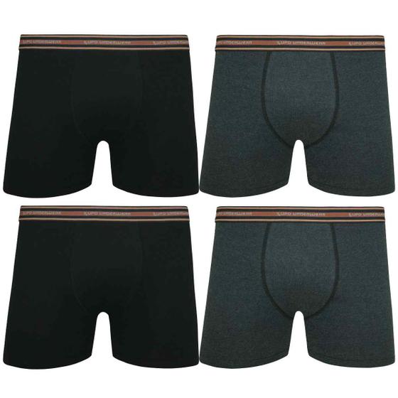 Imagem de Kit 4 Peças Cuecas Boxer 523 Algodão com Elastano Box Original Cotton Cós com Elástico Atacado Lisa