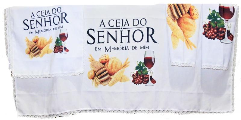 Imagem de Kit 4 Peças De Toalhas De Decoração Para Santa Ceia Branca 1