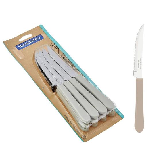 Imagem de Kit 4 peças Faca Churrasco Mesa Serra Tramontina Inox Cinza