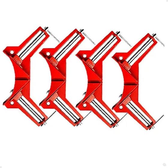 Imagem de Kit 4 Peças Grampo Sargento Canto Angular 75 Mm 2 Morsas