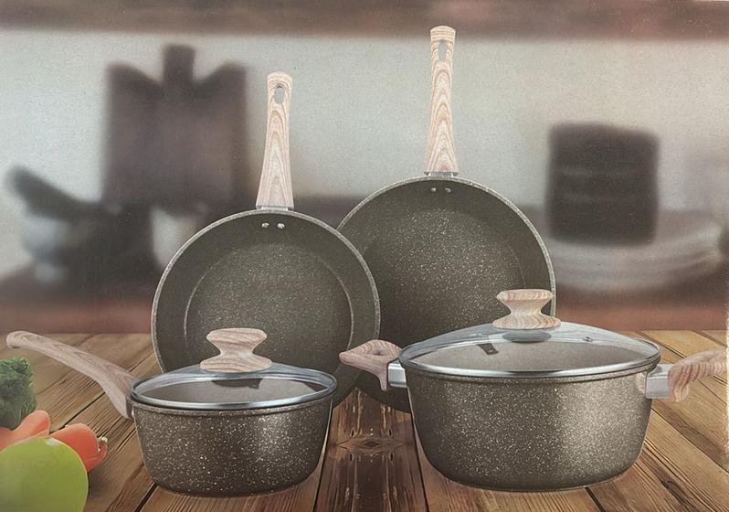 Imagem de Kit 4 Peças Jogo De Panelas De Indução Cerâmica Antiaderente Completo Linha Premium