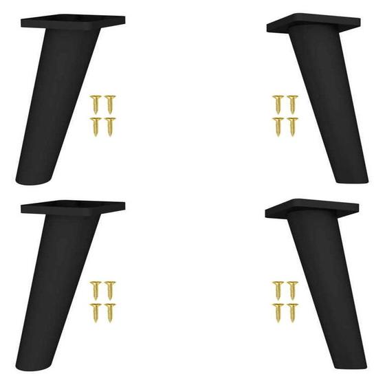 Kit 4 Peças - Pé Paris Preto Palito Retrô Para Móveis De 16cm Menor preço em Kit 4 Peças - Pé Paris Preto Palito Retrô Para Móveis De 16cm