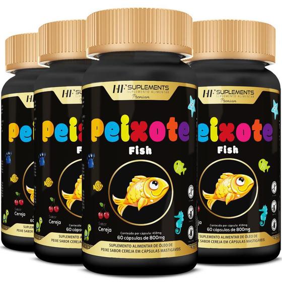 Imagem de Kit 4 Peixote Omega 3 Infantil Mastigavel 60Caps Hf