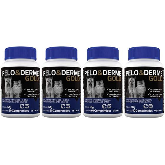 Imagem de Kit 4 Pelo E Derme Gold 60 Comprimidos - Suplemento Vetnil