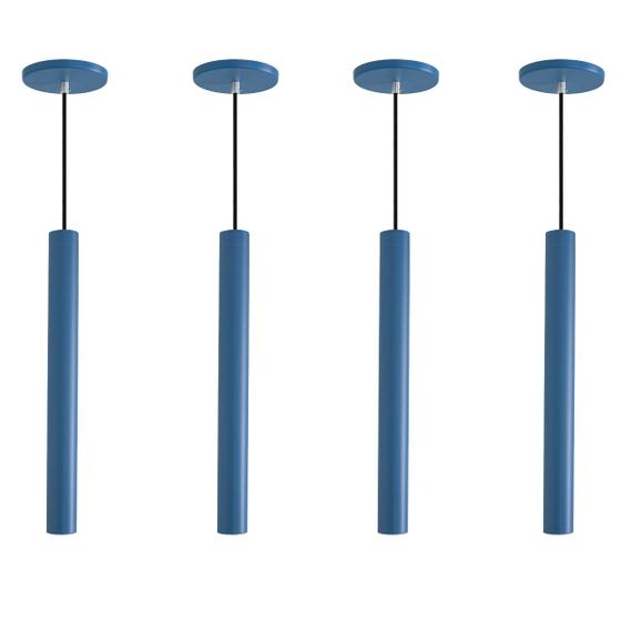 Imagem de Kit 4 Pendente Luminária Tubo Azul 30 Cm