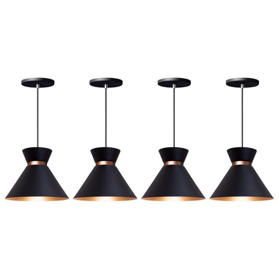 Imagem de Kit 4 Pendente Lustre Luminária Berlin 15cm Preto