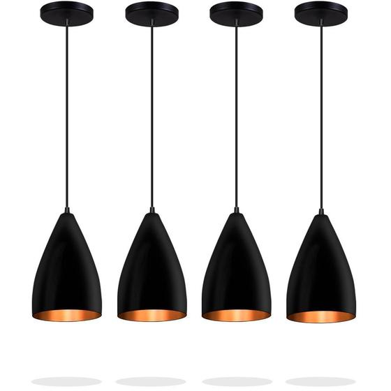 Imagem de Kit 4 Pendentes Vegas Preto Textura / Cobre R.R.J.V