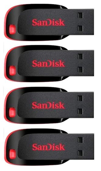 Imagem de Kit 4 Pendrive Sandisk Cruzer Blade 64Gb 2.0