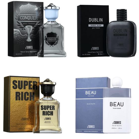 Imagem de Kit 4 Perfumes I-scents Dublin Conquer Super Rich Beau 100ml