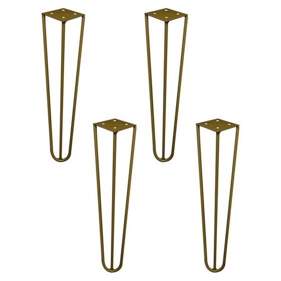 Imagem de Kit 4 Pés de Metal 30 CM Hairpin Legs Mesa de Canto Rack e Puffs Dourado G41