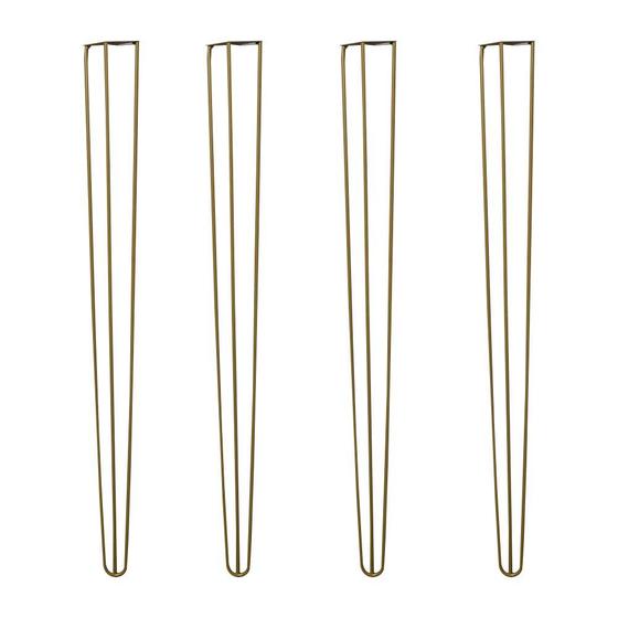 Imagem de Kit 4 Pés de Metal 60 CM Hairpin Legs Mesa de Canto Aparador Dourado G41