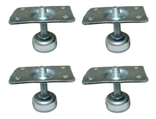 Imagem de Kit 4 Pés Niveladores 1/4 Base Sapata Mesa Armários Etc C/ Chapas Puff Cadeiras Sofas Armarios