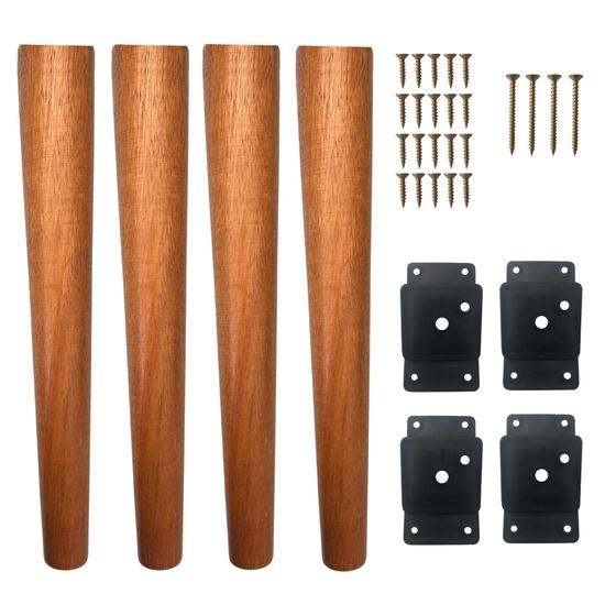 Imagem de Kit 4 Pés Palito De Madeira Maciça Com Chapinhas De Nylon