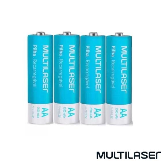 Kit 4 Pilhas AA Recarregaveis Multilaser Bateria De Longa Duração Cilindrica 2500mah Menor preço em Kit 4 Pilhas AA Recarregaveis Multilaser Bateria De Longa Duração Cilindrica 2500mah