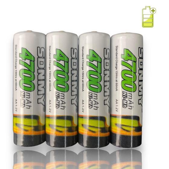 Kit 4 Pilhas Recarregáveis AA Alta Autonomia 4700 mAh 1.2v Menor preço em Kit 4 Pilhas Recarregáveis AA Alta Autonomia 4700 mAh 1.2v