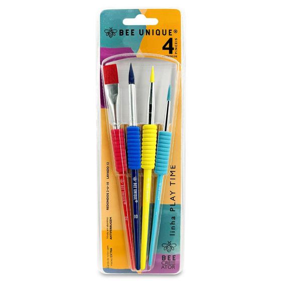Imagem de Kit 4 Pincéis - Linha Play Time Bee Unique Yj-190040