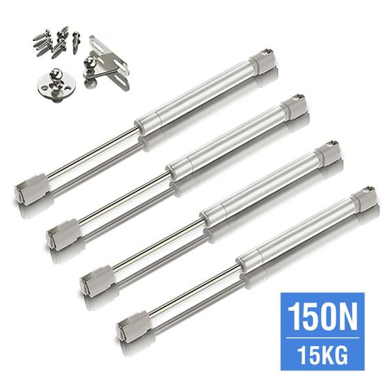 Imagem de Kit 4 Pistão A Gás Amortecedor 150N (15kg) Para Porta de Móveis e Armários Ref.: K4P00234