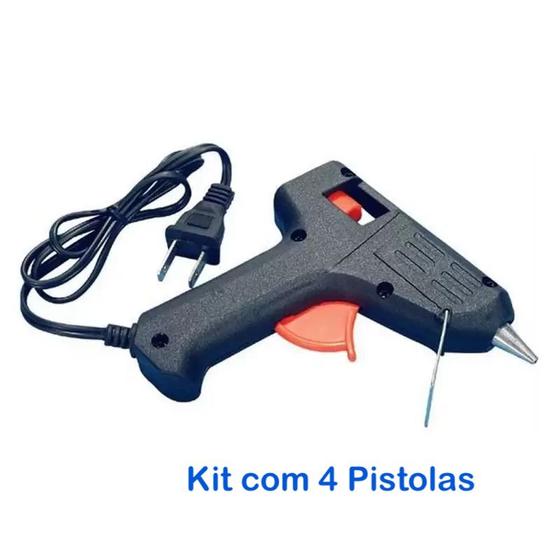 Imagem de Kit 4 Pistola Pequena Cola Quente 20W Bico Fino Bivolt