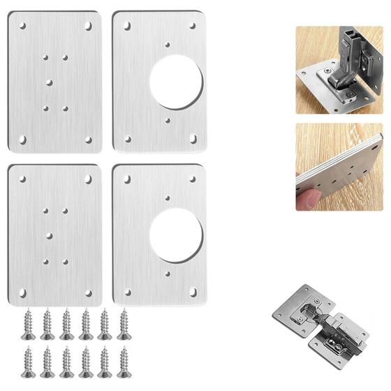 Kit 4 Placa Reparo De Dobradiças Para Móveis Porta Armário Menor preço em Kit 4 Placa Reparo De Dobradiças Para Móveis Porta Armário