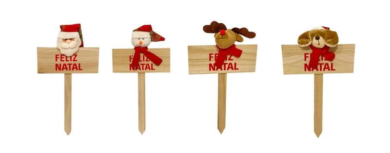 Imagem de Kit 4 Placas Feliz Natal Papai Noel Boneco de Neve Rena Urso