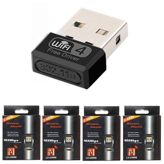 Imagem de Kit 4 Placas para conectar no Wifi Rede sem Fio USB Atacado