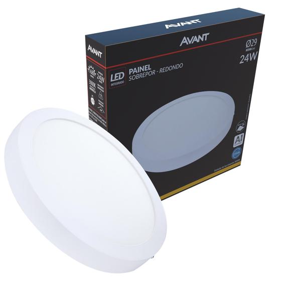 Imagem de Kit 4 Plafon Led Redondo Sobrepor 24w Branco Quente 3000K Amarela