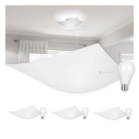 Imagem de Kit 4 Plafon Luminária de Teto Taschibra Solari Quadrado 1x E27 com Lâmpadas