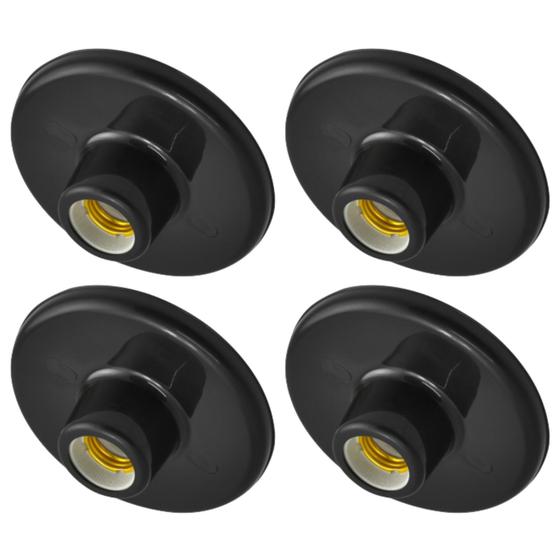 Imagem de Kit 4 Plafons Lampada Comum Soquete E27 Até 100w Autovolt Slim Redondo Pronto para Instalação