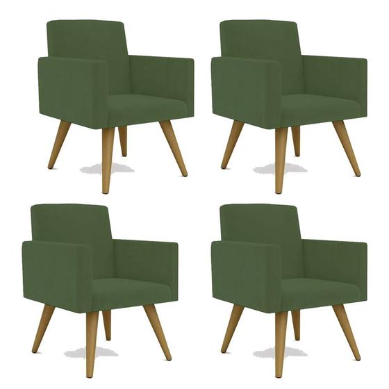 Imagem de Kit 4 Poltrona Decorativa Nina Cadeira Escritório Recepção Suede Verde