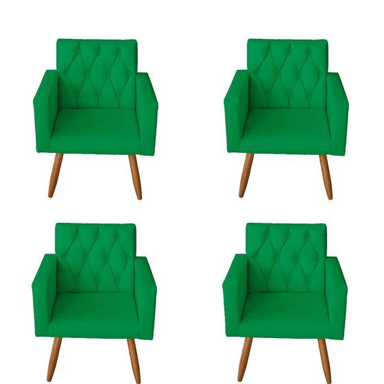 Imagem de Kit 4 Poltronas 66cm Capitonê Thais Suede - Mafer