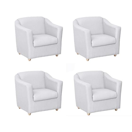 Imagem de Kit 4 Poltronas Decorativa Bia Matérial Sintético Branco - TWdecora