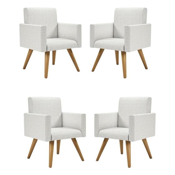 Imagem de Kit 4 Poltronas Decorativa Cadeira Escritório Recepção Linho