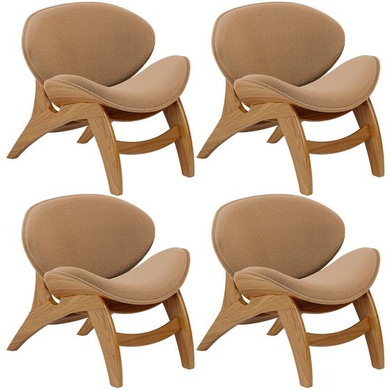 Imagem de Kit 4 Poltronas Decorativa Orgânica Sala Living Kadosh L02 Bouclê Mostarda - Lyam Decor