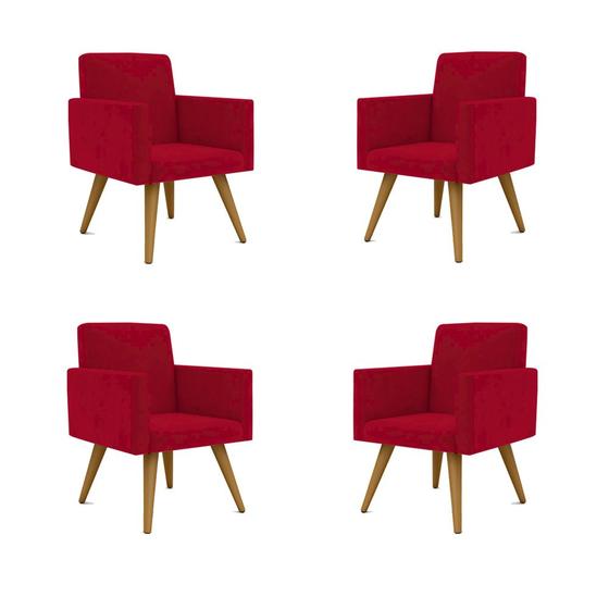 Imagem de Kit 4 Poltronas Decorativas Nina Suede - V8 Decor