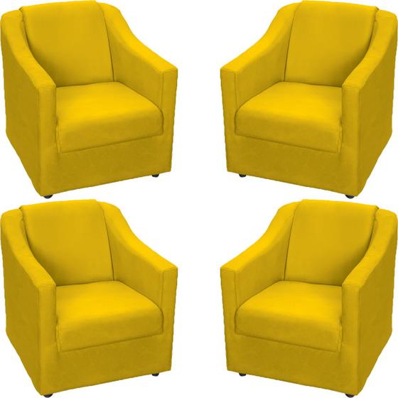 Imagem de Kit 4 Poltronas Decorativas para Sala, Recepção e Manicure Suede Cores Pé Cromado  