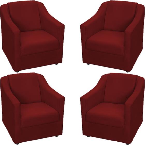 Imagem de Kit 4 Poltronas Decorativas para Sala, Recepção e Manicure Suede Cores Pé Cromado  